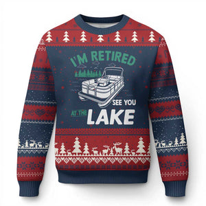 Im Retired See You At The Lake Ugly Christmas Sweater Funny Retirement Gifts Lake Lover Gifts TS10 Navy Red Print Your Wear