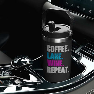 Funny Lake Life Flip Straw Tumbler Coffee Lake Wine Repeat TS10 Print Your Wear
