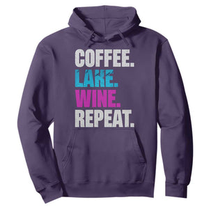 Funny Lake Life Hoodie Coffee Lake Wine Repeat TS10 Purple Print Your Wear
