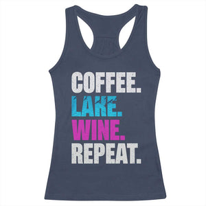 Funny Lake Life Racerback Tank Top Coffee Lake Wine Repeat TS10 Navy Print Your Wear