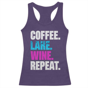 Funny Lake Life Racerback Tank Top Coffee Lake Wine Repeat TS10 Purple Print Your Wear