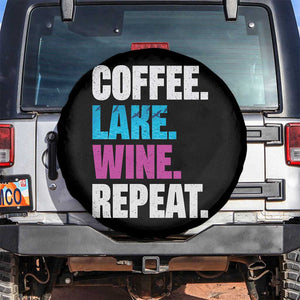 Funny Lake Life Spare Tire Cover Coffee Lake Wine Repeat TS10 No hole Black Print Your Wear