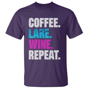 Funny Lake Life T Shirt Coffee Lake Wine Repeat TS10 Purple Print Your Wear