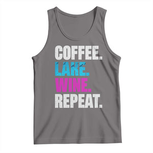 Funny Lake Life Tank Top Coffee Lake Wine Repeat TS10 Deep Heather Print Your Wear