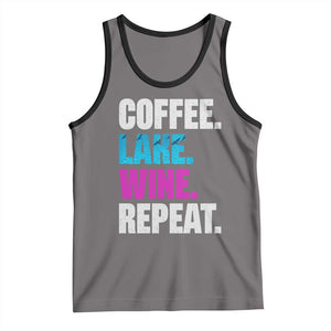 Funny Lake Life Tank Top Coffee Lake Wine Repeat TS10 Deep Heather Black Print Your Wear