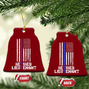 Retired Police Lieutenant Ceramic Ornament Retirement Thin Blue Line American Flags TS10 Print Your Wear