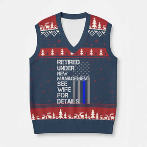 Police Retirement V-Neck Knit Sweater Vest Retired Under New Management See Wife For Details TS10 Navy Red Print Your Wear