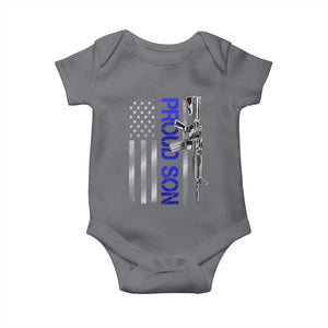 Proud Son of a Police Dad Baby Onesie Gun American Flag Family Support