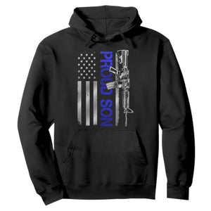 Proud Son of a Police Dad Hoodie Gun American Flag Family Support