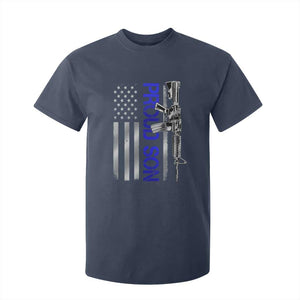 Proud Son of a Police Dad T Shirt For Kid Gun American Flag Family Support
