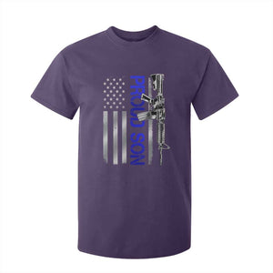 Proud Son of a Police Dad T Shirt For Kid Gun American Flag Family Support