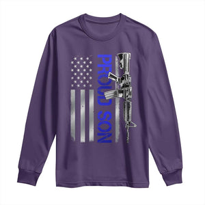 Proud Son of a Police Dad Long Sleeve Shirt Gun American Flag Family Support