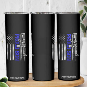 Proud Son of a Police Dad Skinny Tumbler Gun American Flag Family Support TS10 Print Your Wear