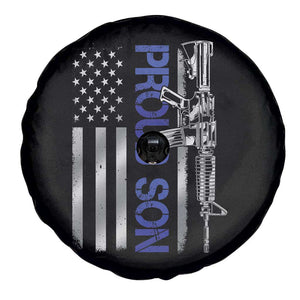Proud Son of a Police Dad Spare Tire Cover Gun American Flag Family Support