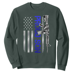 Proud Son of a Police Dad Sweatshirt Gun American Flag Family Support