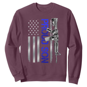 Proud Son of a Police Dad Sweatshirt Gun American Flag Family Support
