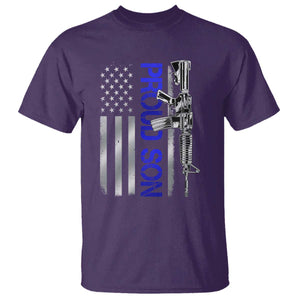 Proud Son of a Police Dad T Shirt Gun American Flag Family Support