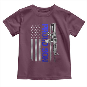 Proud Son of a Police Dad Toddler T Shirt Gun American Flag Family Support