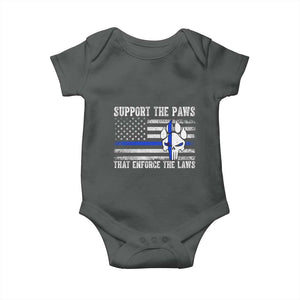 Police K9 Baby Onesie Support The Paws That Enforce The Laws US Flag TS10 Dark Heather Print Your Wear
