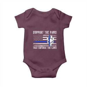 Police K9 Baby Onesie Support The Paws That Enforce The Laws US Flag TS10 Maroon Print Your Wear