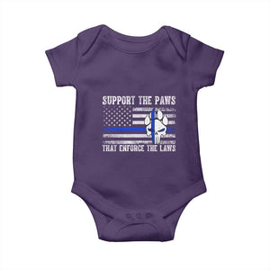Police K9 Baby Onesie Support The Paws That Enforce The Laws US Flag TS10 Purple Print Your Wear