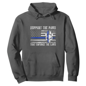 Police K9 Hoodie Support The Paws That Enforce The Laws US Flag TS10 Dark Heather Print Your Wear