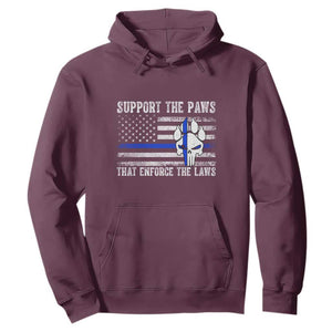 Police K9 Hoodie Support The Paws That Enforce The Laws US Flag TS10 Maroon Print Your Wear