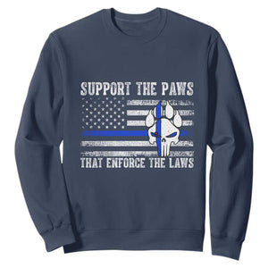 Police K9 Sweatshirt Support The Paws That Enforce The Laws US Flag TS10 Navy Print Your Wear