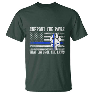 Police K9 T Shirt Support The Paws That Enforce The Laws US Flag TS10 Dark Forest Green Print Your Wear