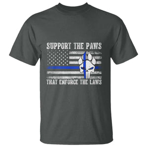 Police K9 T Shirt Support The Paws That Enforce The Laws US Flag TS10 Dark Heather Print Your Wear