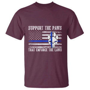 Police K9 T Shirt Support The Paws That Enforce The Laws US Flag TS10 Maroon Print Your Wear