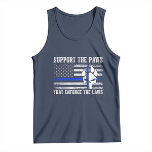 Police K9 Tank Top Support The Paws That Enforce The Laws US Flag TS10 Navy Print Your Wear