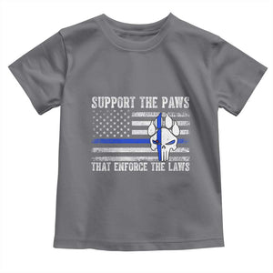 Police K9 Toddler T Shirt Support The Paws That Enforce The Laws US Flag TS10 Charcoal Print Your Wear