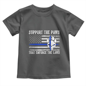 Police K9 Toddler T Shirt Support The Paws That Enforce The Laws US Flag TS10 Dark Heather Print Your Wear