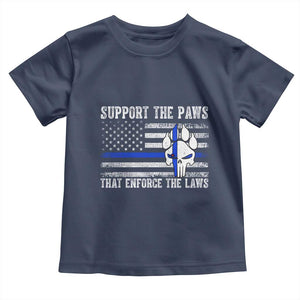 Police K9 Toddler T Shirt Support The Paws That Enforce The Laws US Flag TS10 Navy Print Your Wear