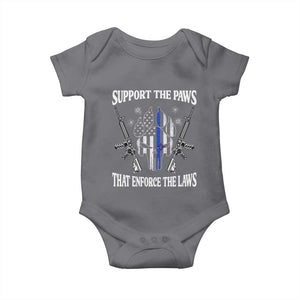 Police K9 Baby Onesie Support The Paws That Enforce The Laws American Flag TS10 Charcoal Print Your Wear