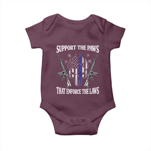 Police K9 Baby Onesie Support The Paws That Enforce The Laws American Flag TS10 Maroon Print Your Wear