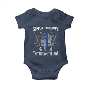 Police K9 Baby Onesie Support The Paws That Enforce The Laws American Flag TS10 Navy Print Your Wear