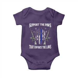 Police K9 Baby Onesie Support The Paws That Enforce The Laws American Flag TS10 Purple Print Your Wear