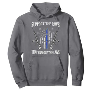 Police K9 Hoodie Support The Paws That Enforce The Laws American Flag TS10 Charcoal Print Your Wear