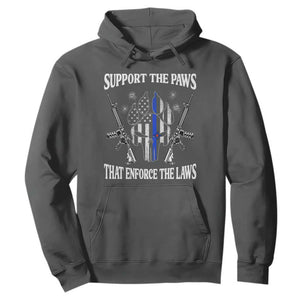 Police K9 Hoodie Support The Paws That Enforce The Laws American Flag TS10 Dark Heather Print Your Wear