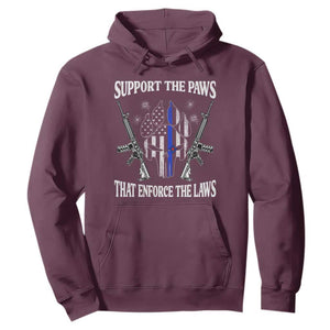 Police K9 Hoodie Support The Paws That Enforce The Laws American Flag TS10 Maroon Print Your Wear