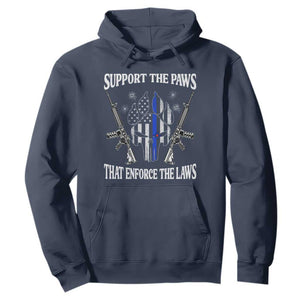 Police K9 Hoodie Support The Paws That Enforce The Laws American Flag TS10 Navy Print Your Wear