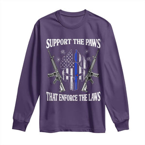Police K9 Long Sleeve Shirt Support The Paws That Enforce The Laws American Flag TS10 Purple Print Your Wear