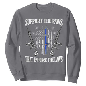 Police K9 Sweatshirt Support The Paws That Enforce The Laws American Flag TS10 Charcoal Print Your Wear