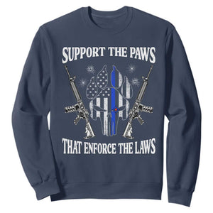 Police K9 Sweatshirt Support The Paws That Enforce The Laws American Flag TS10 Navy Print Your Wear