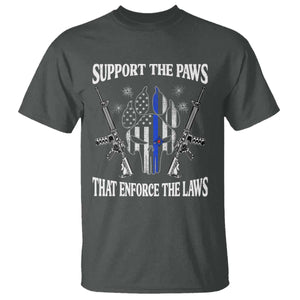 Police K9 T Shirt Support The Paws That Enforce The Laws American Flag TS10 Dark Heather Print Your Wear