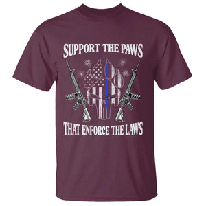 Police K9 T Shirt Support The Paws That Enforce The Laws American Flag TS10 Maroon Print Your Wear