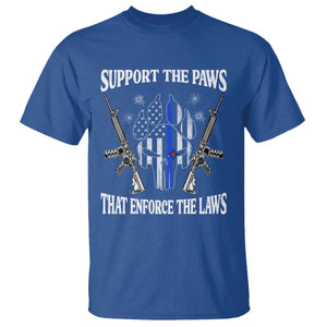 Police K9 T Shirt Support The Paws That Enforce The Laws American Flag TS10 Royal Blue Print Your Wear