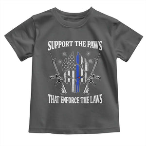 Police K9 Toddler T Shirt Support The Paws That Enforce The Laws American Flag TS10 Dark Heather Print Your Wear